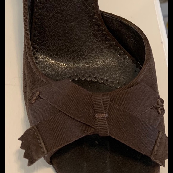 Franco Sarto brown suede open toe pump with bow - Picture 7 of 7